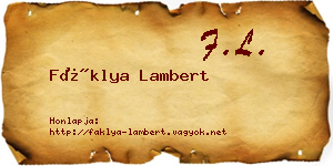 Fáklya Lambert névjegykártya